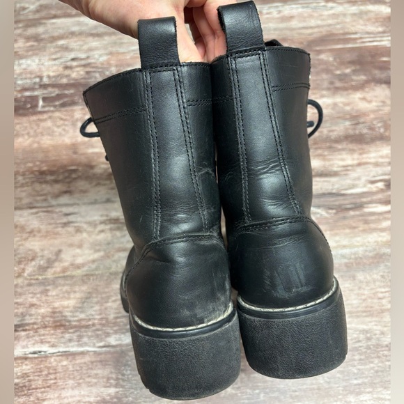 Harley-Davidson | VGUC Women’s Heel Black Leather Lace-Up Riding Boots Biker 8 - Picture 3 of 9